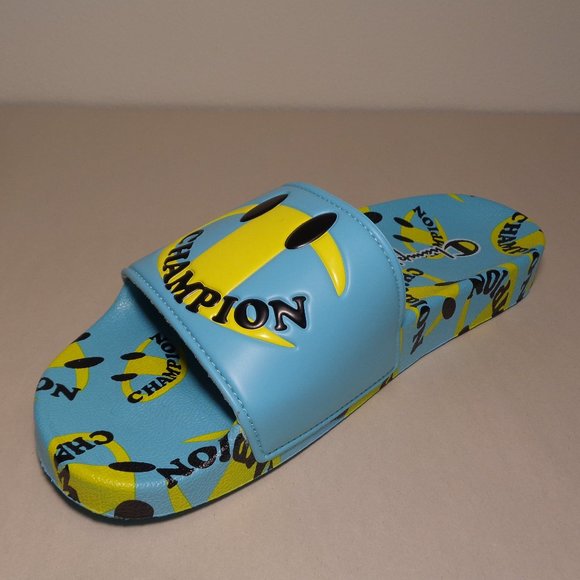 Champion Size 9 M IPO SMILE Aqua Yellow Slide Sandals New Men\'s Shoes main image 9